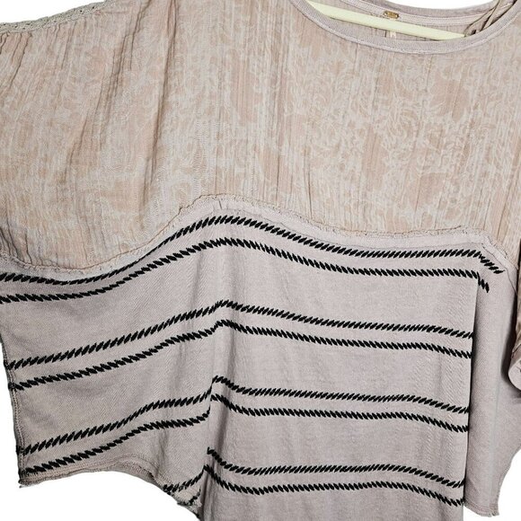 Free People Women's Right Back Dolman Boho Striped Knit Top Sz M Pink & Beige - Picture 9 of 12